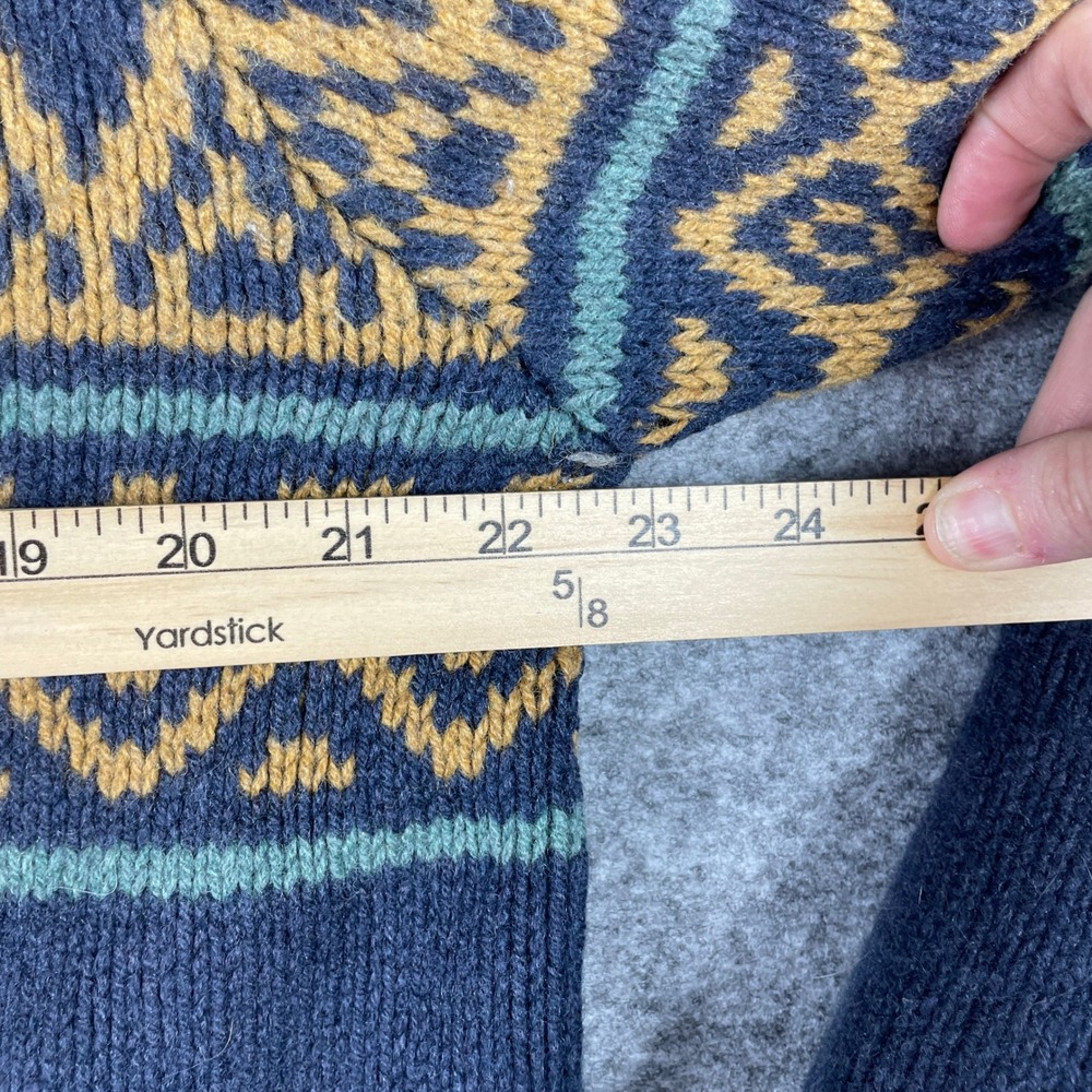 L.L. Bean Sweater Jacket Mens XXL Blue Fair Isle Lambs Wool Full Zip Scratchy - Picture 8 of 9